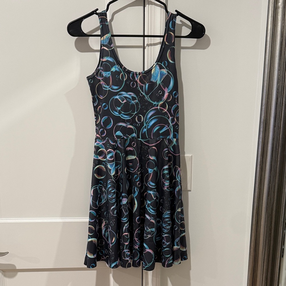 Blackmilk Black and Blue Bubble Pattern Mini Dress